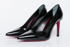 The Ege Black Patent Leather Pump Fuchsia Sole Shoe