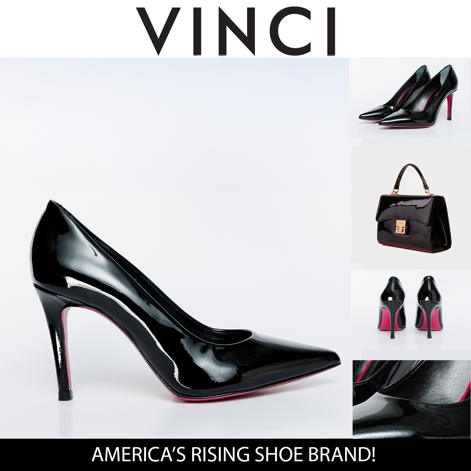 The Ege Black Patent Leather Pump Fuchsia Sole Shoe