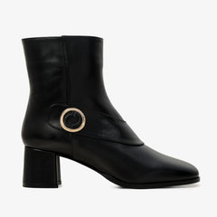 The Windsor Black Leather Block Heel Boot