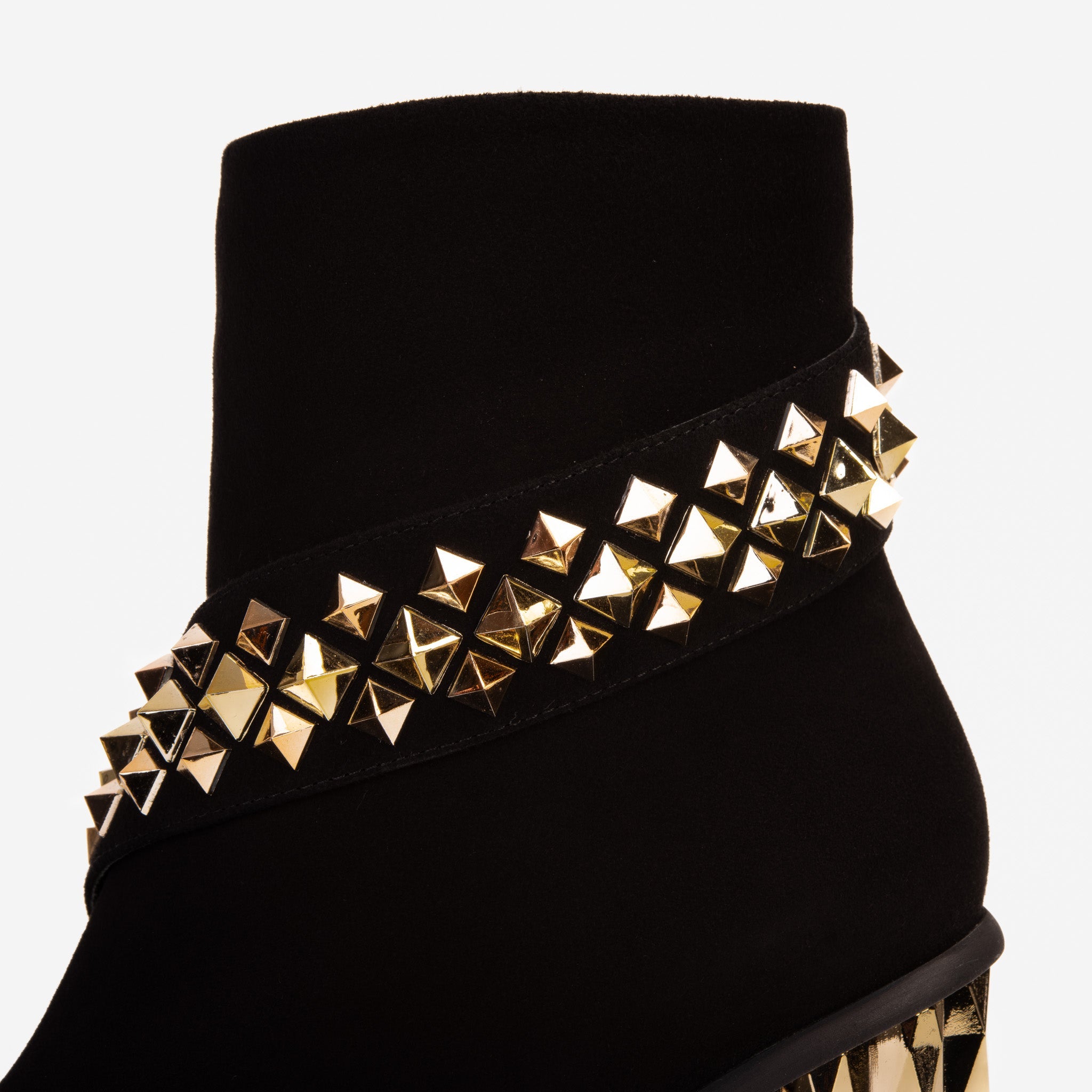The Metal Black Suede Leather Block Heel Boot