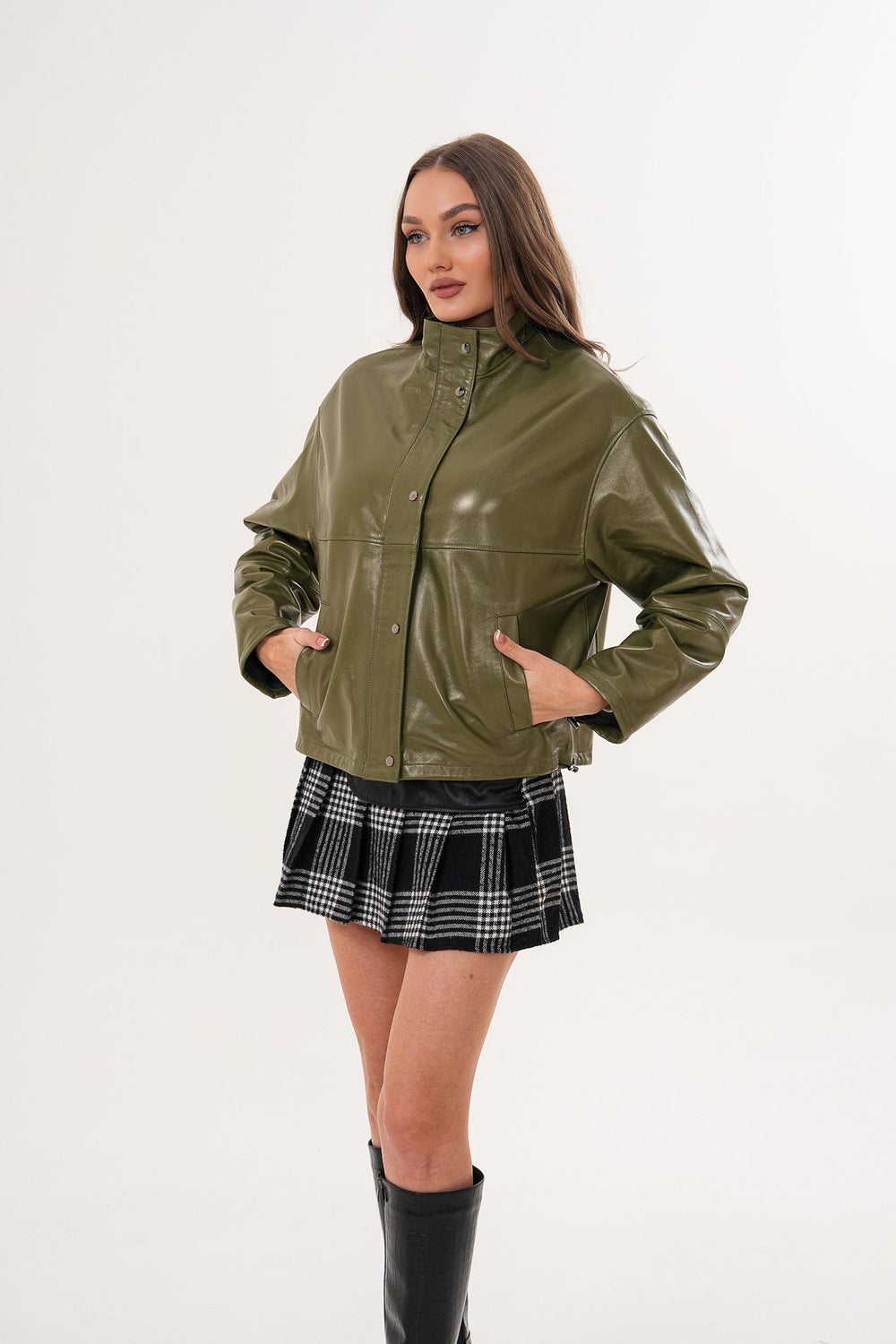 The Kireya Olive Green Genuine Leather Jacket