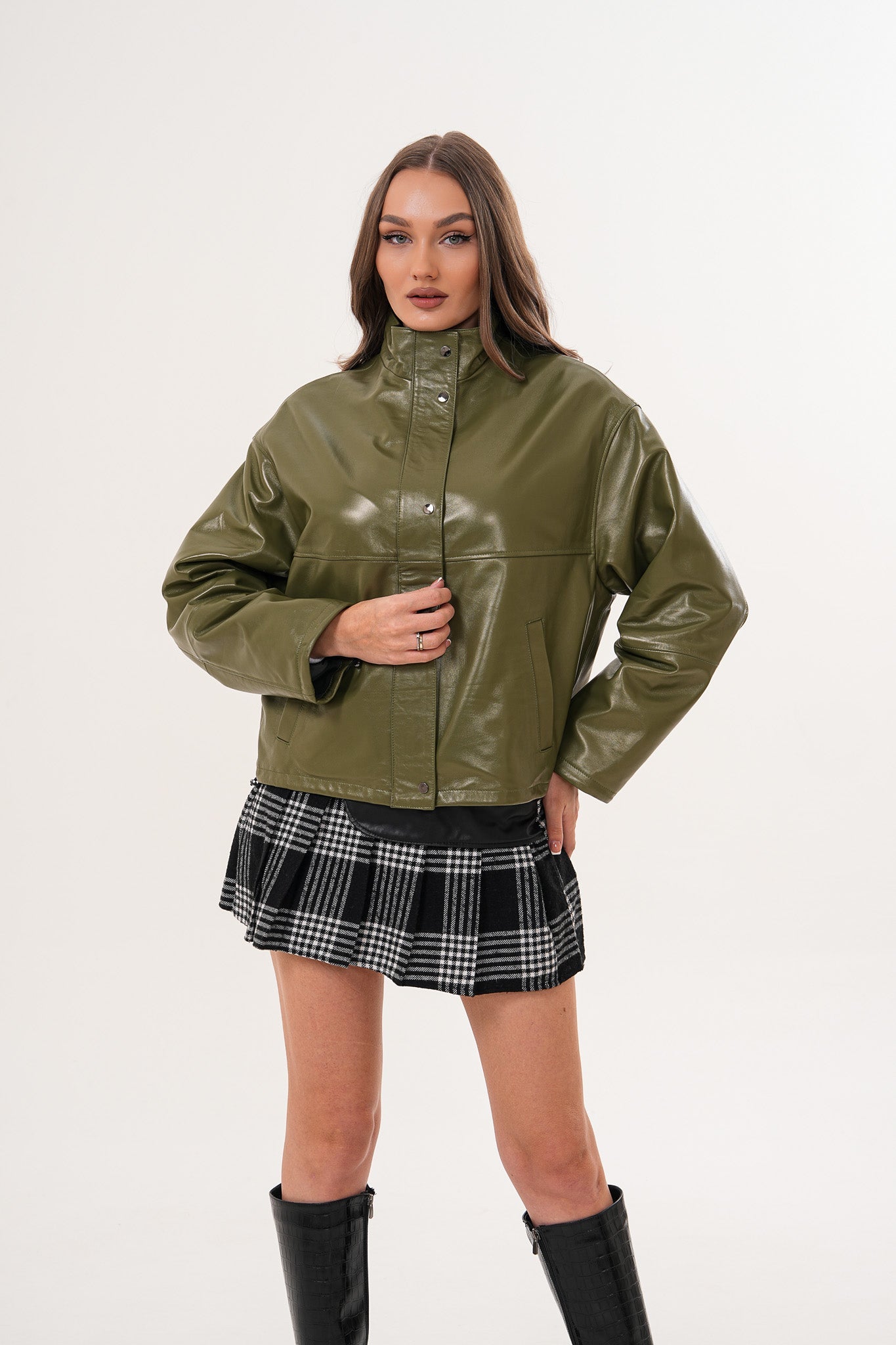 The Kireya Olive Green Genuine Leather Jacket