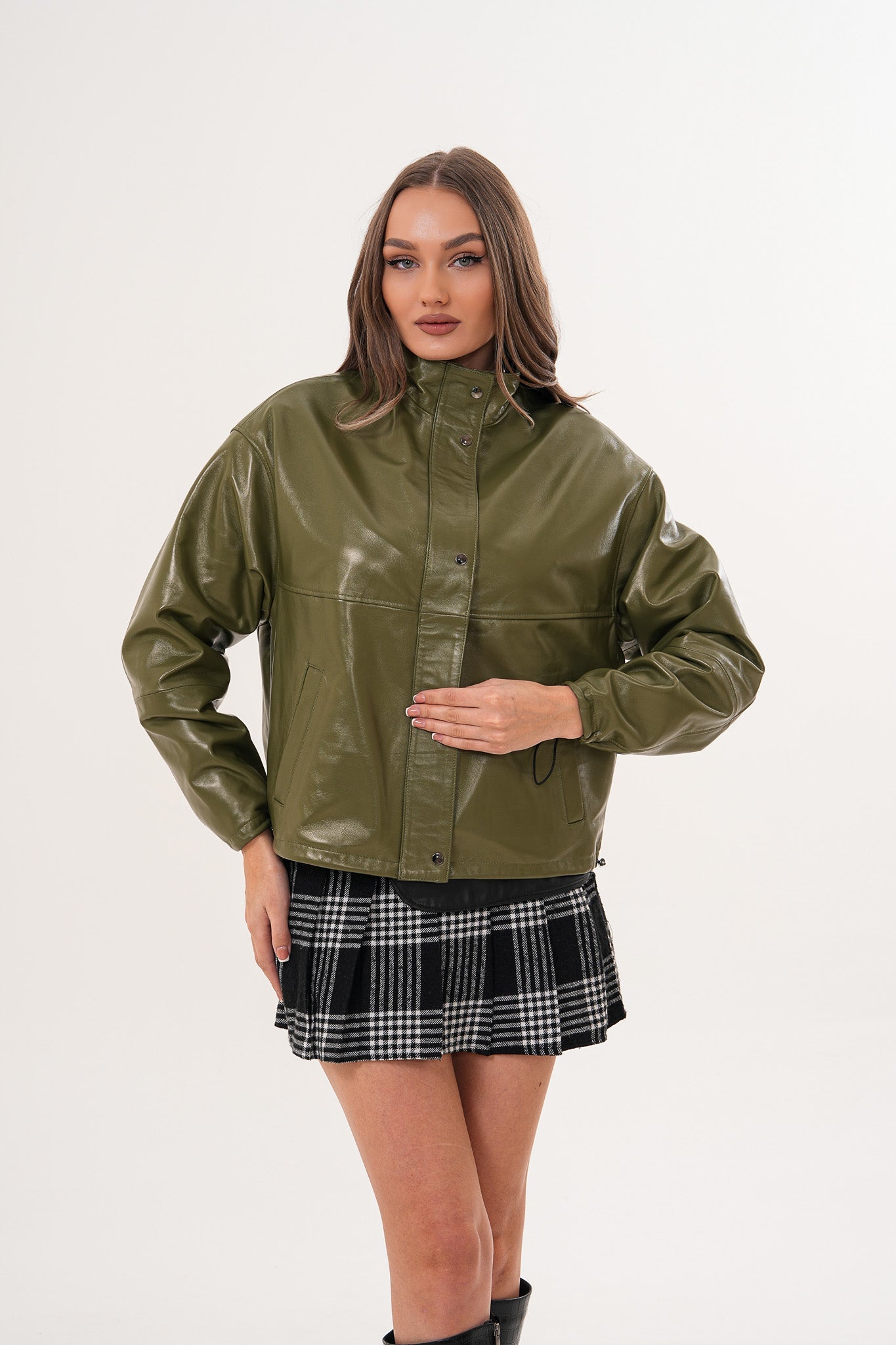 The Kireya Olive Green Genuine Leather Jacket