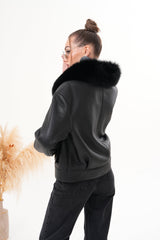 The Auretta Black Shearling Leather Jacket