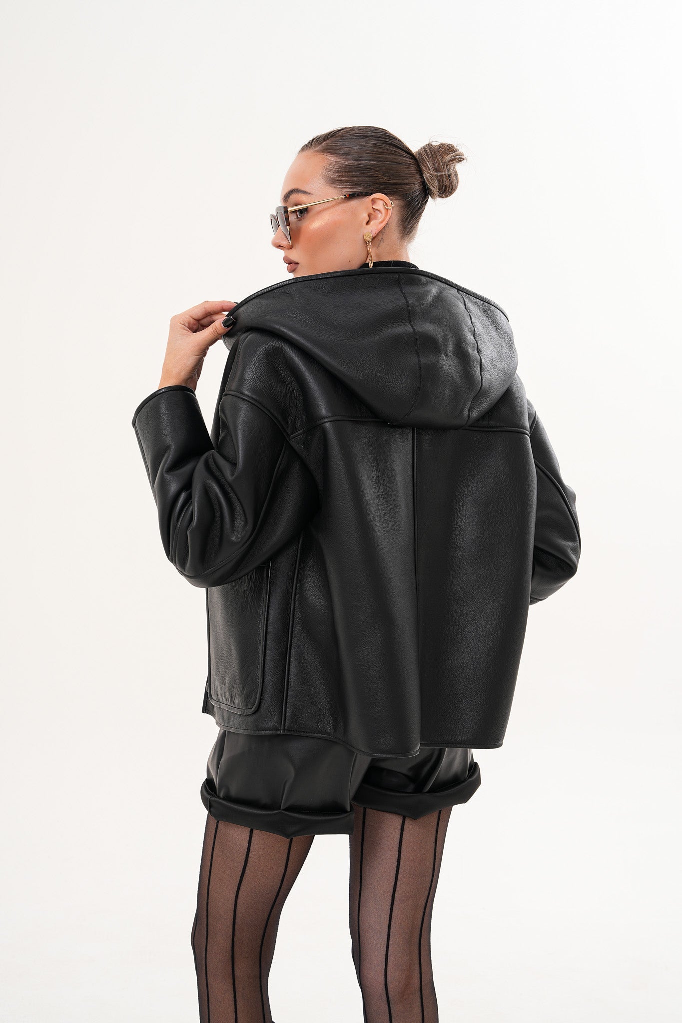 The Arlena Black \u0026amp; Leopard Shearling Leather Jacket