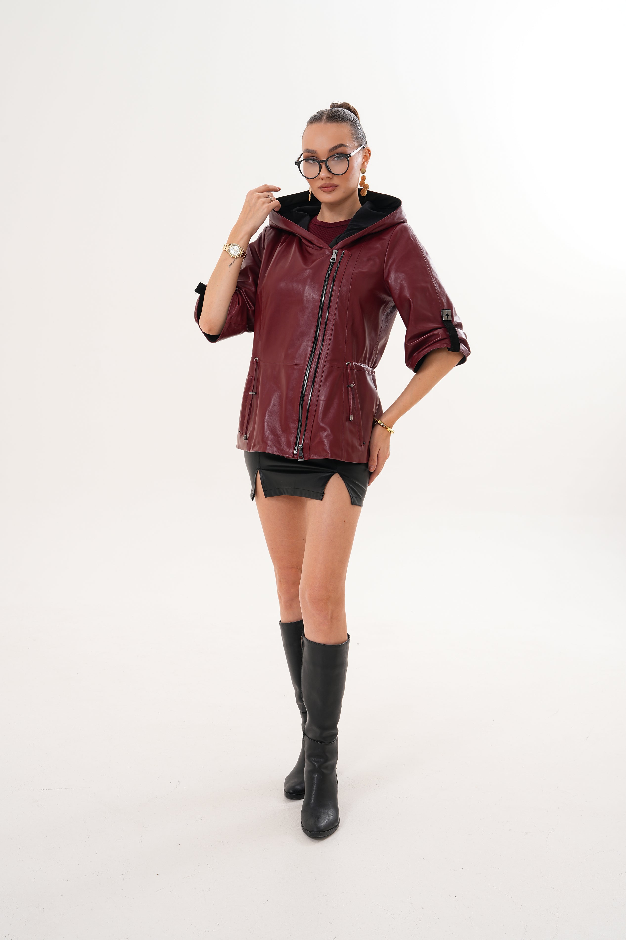 The Hudson Burgundy Leather Jacket
