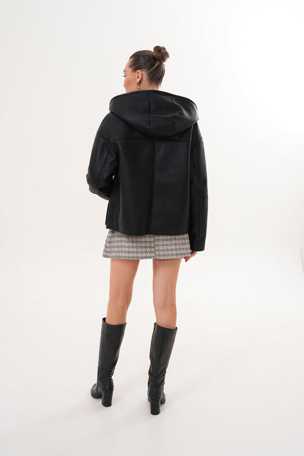 The Arlena Black Shearling Leather Jacket