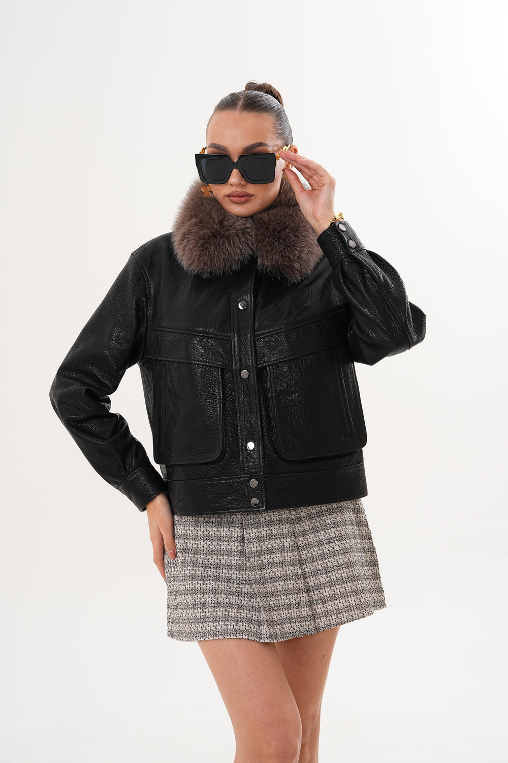 The Auretta Textured Leather Jacket