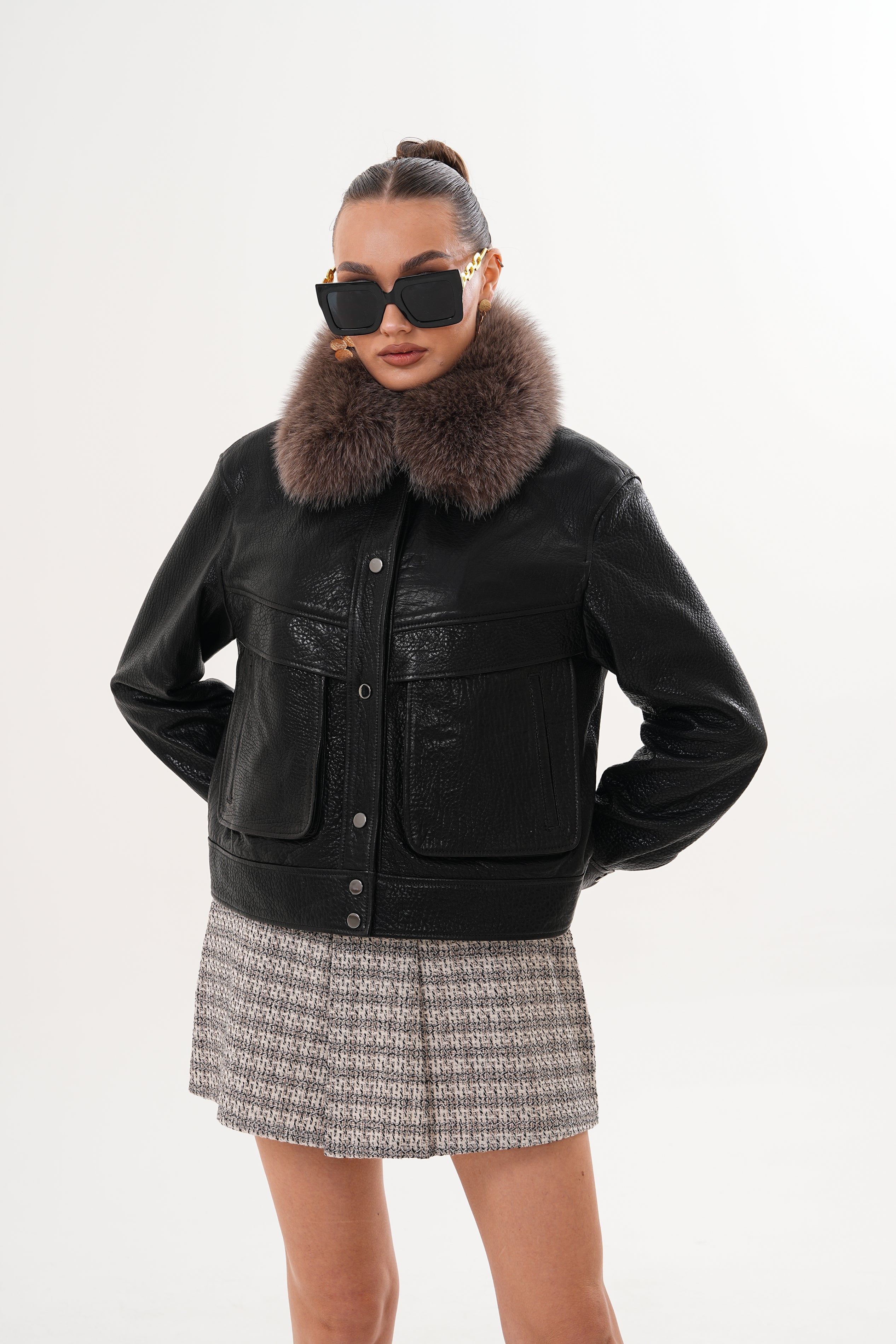 The Auretta Textured Leather Jacket