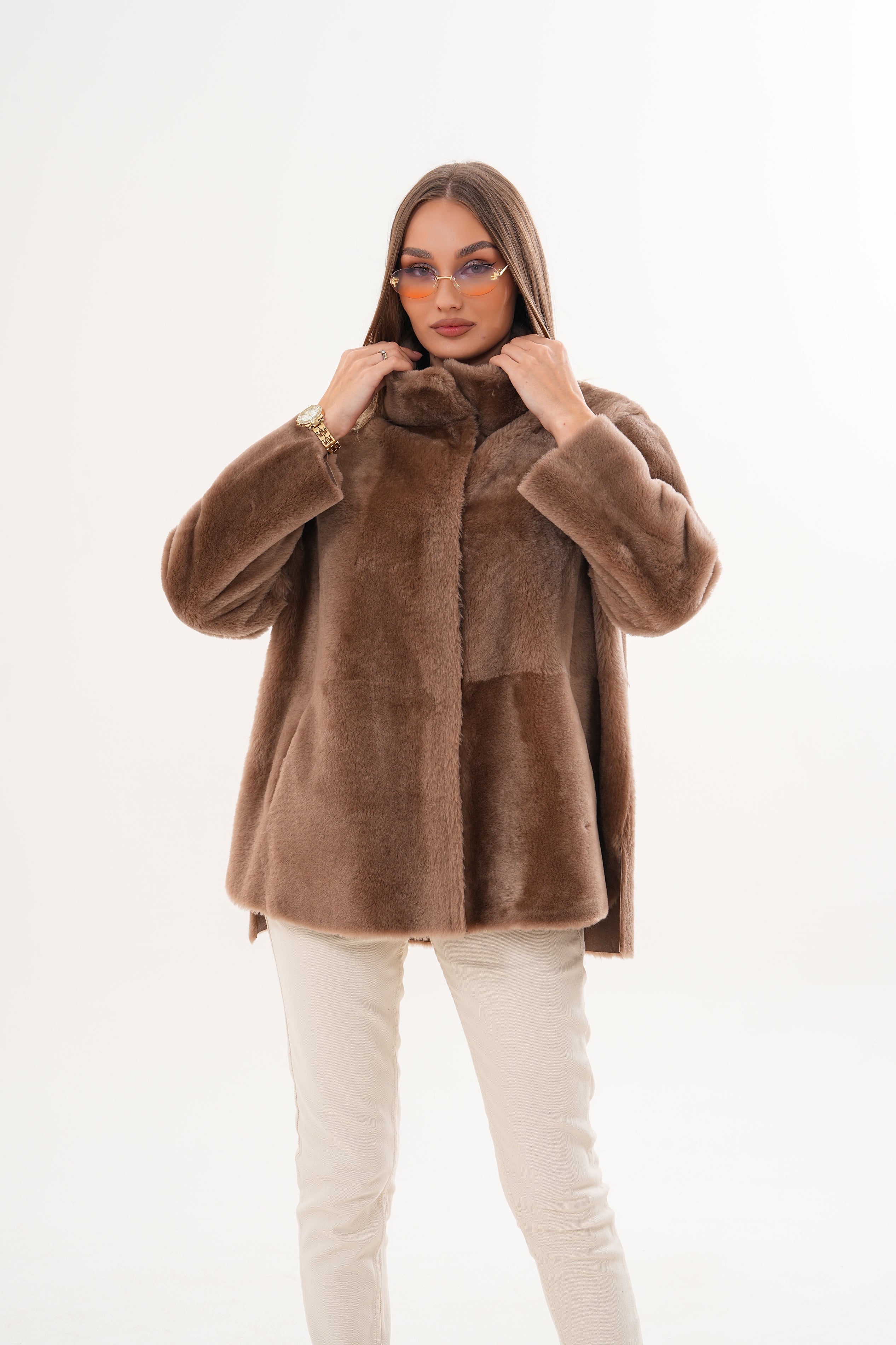 The Belluna Camel Reversible Shearling Jacket