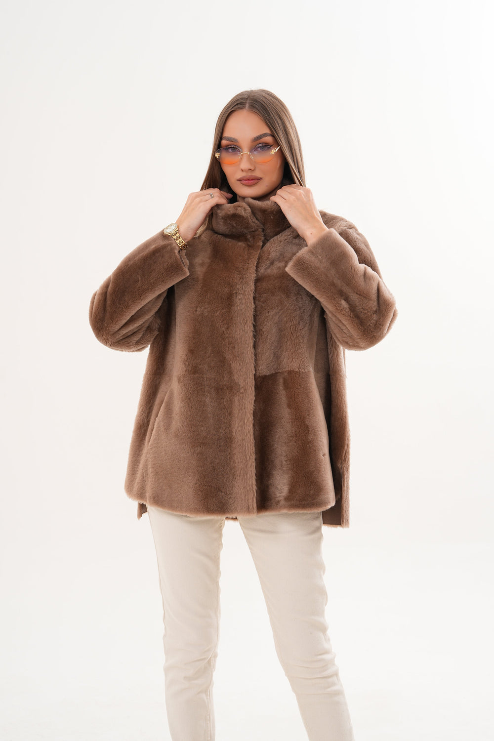 The Belluna Camel Reversible Shearling Jacket