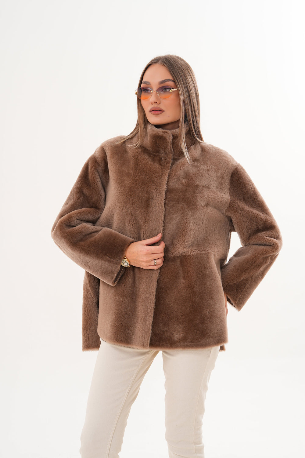 The Belluna Camel Reversible Shearling Jacket