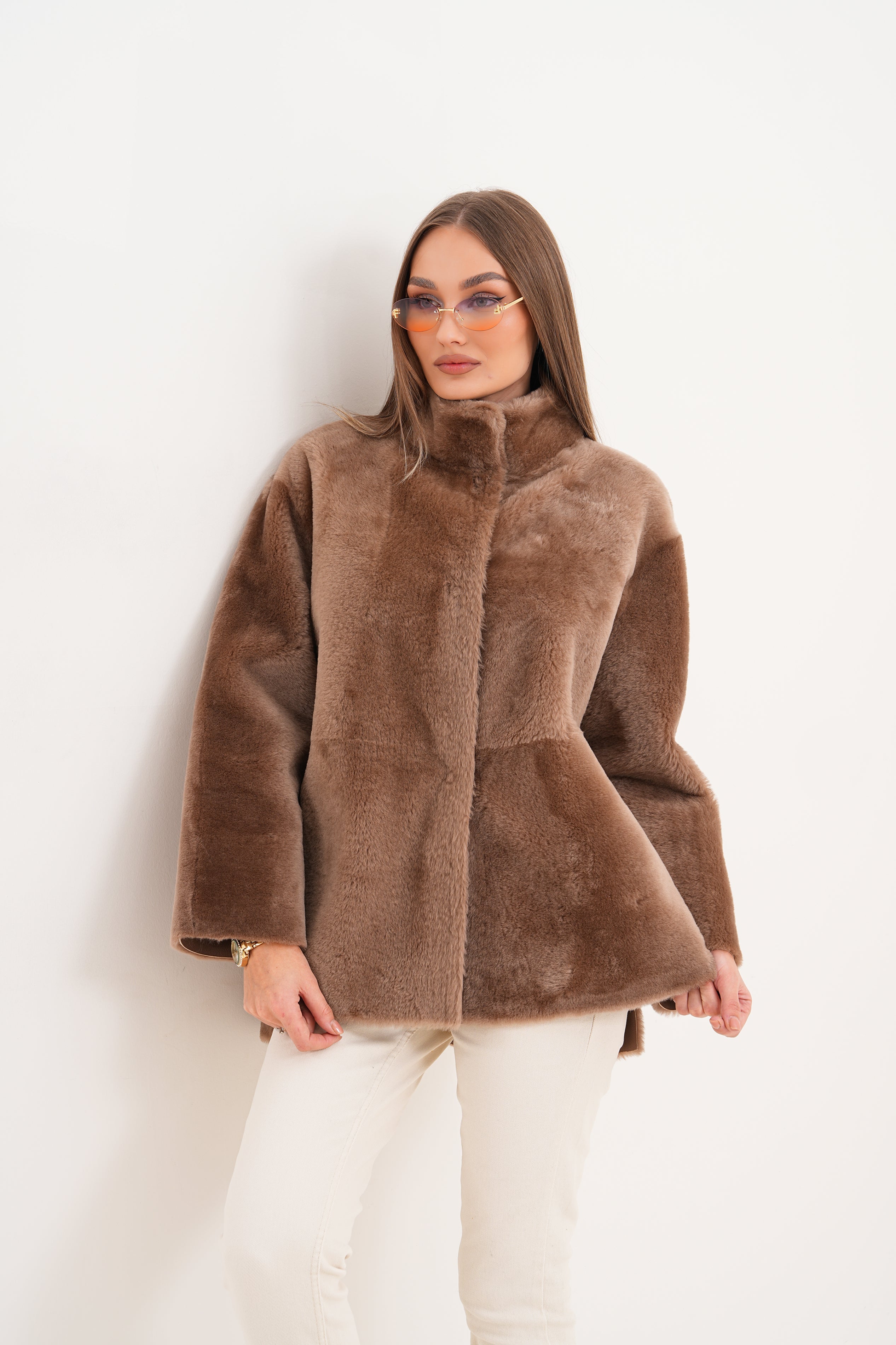 The Belluna Camel Reversible Shearling Jacket