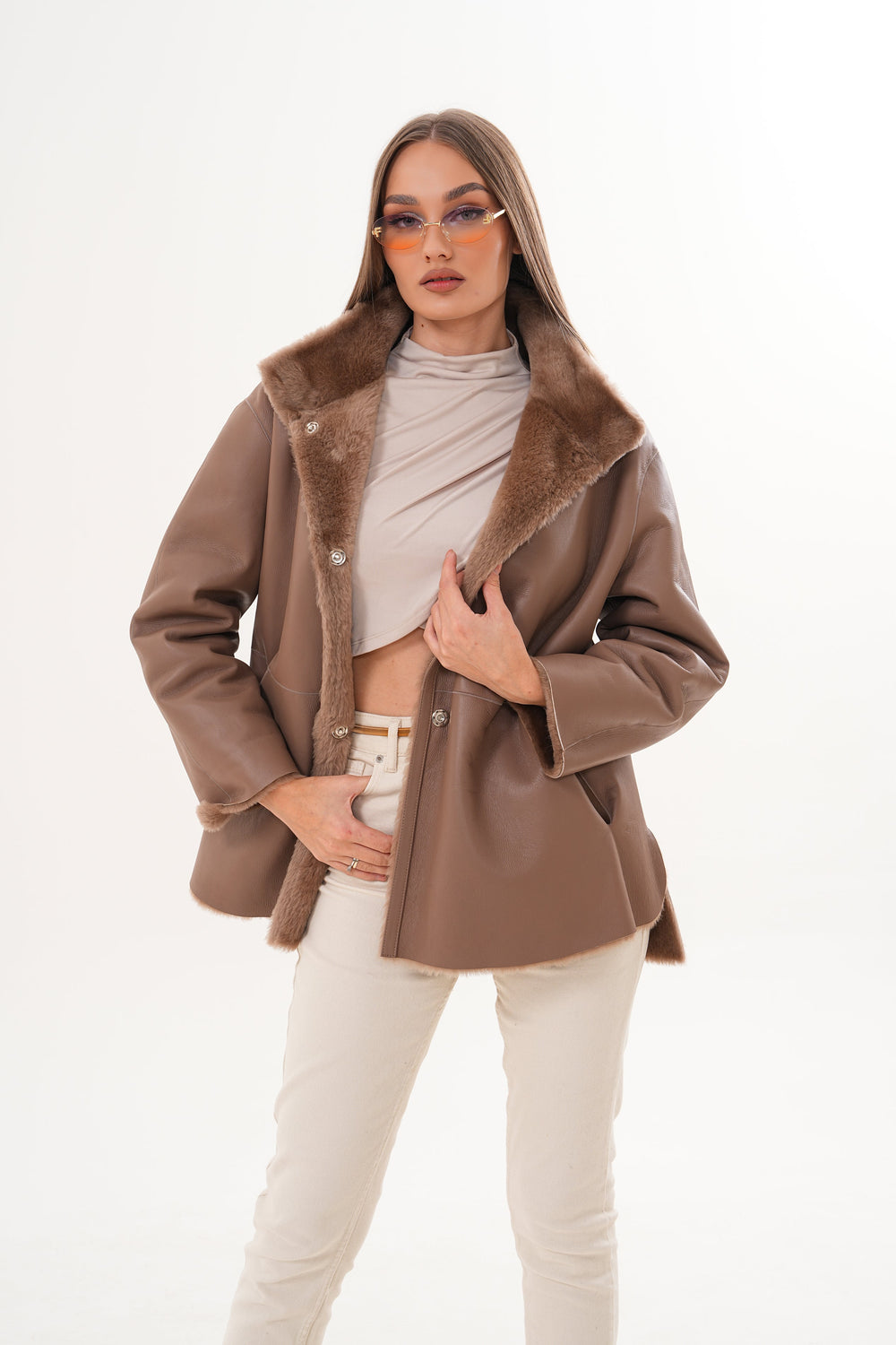 The Belluna Camel Reversible Shearling Jacket