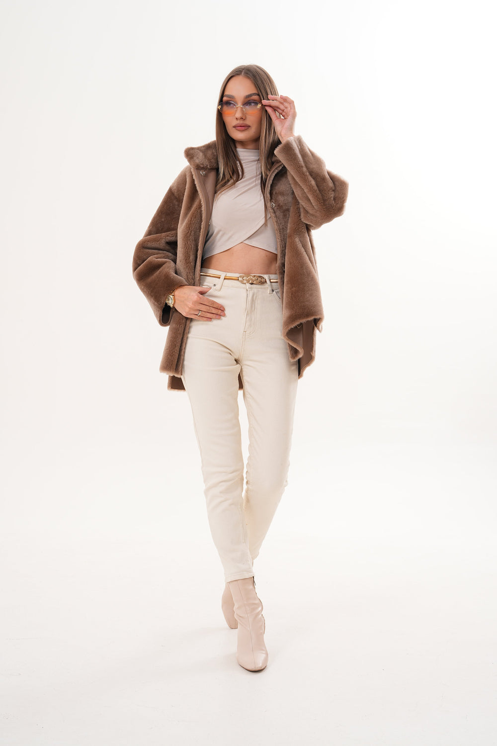 The Belluna Camel Reversible Shearling Jacket