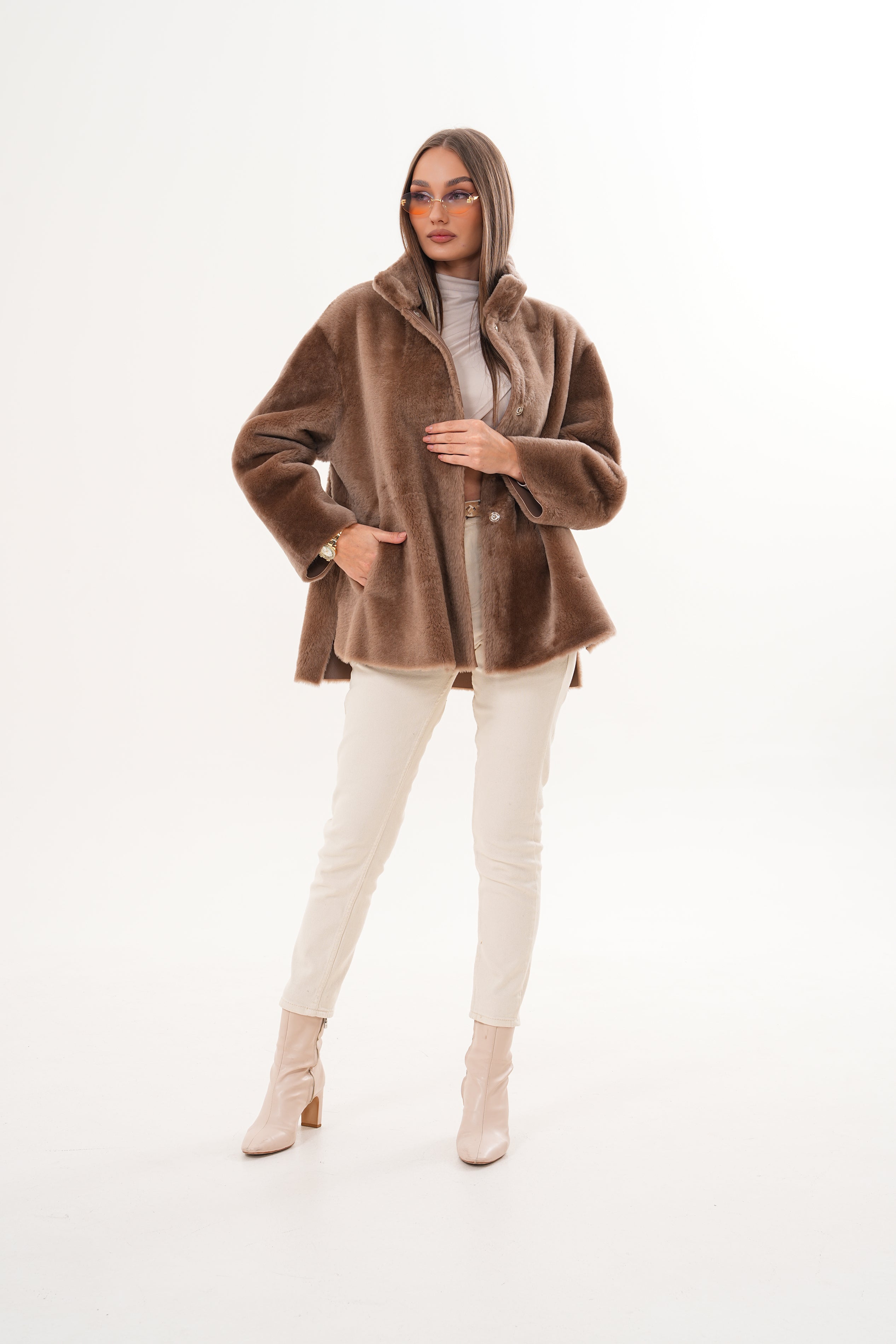 The Belluna Camel Reversible Shearling Jacket