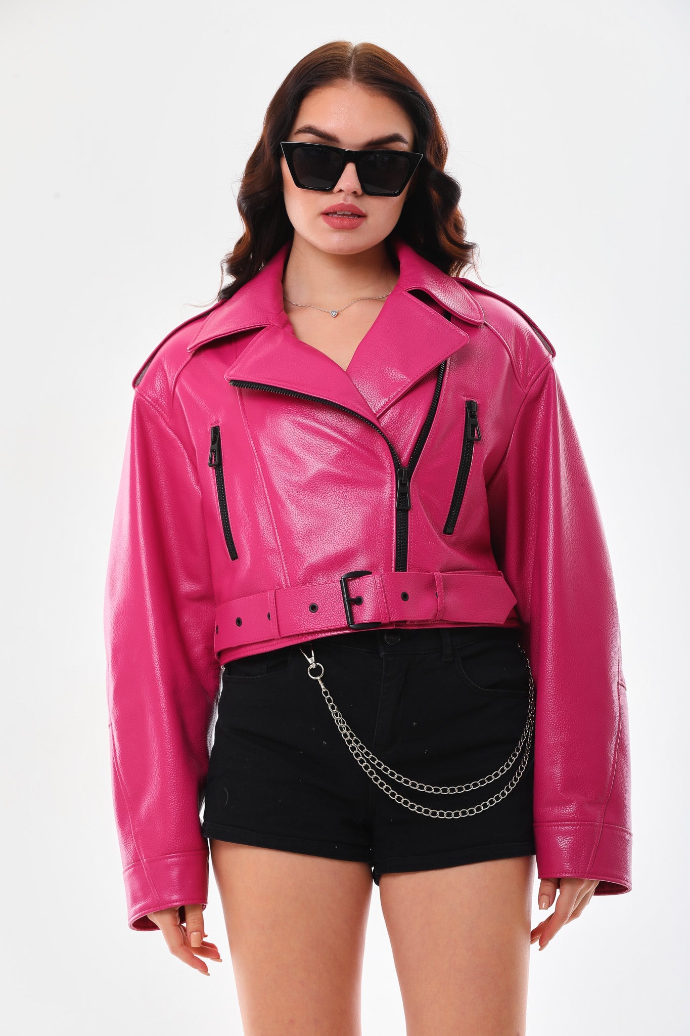 The Blaze Fuchsia Leather Jacket