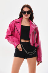 The Blaze Fuchsia Leather Jacket