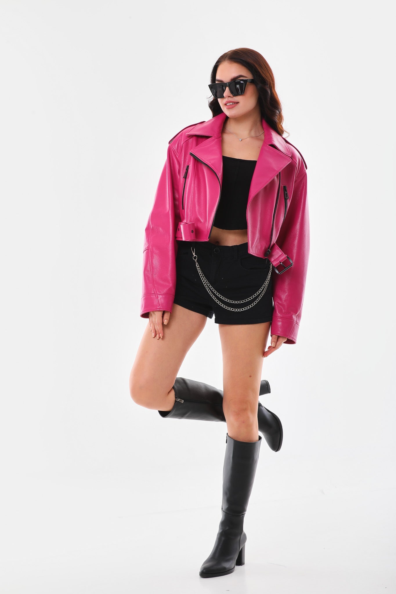 The Blaze Fuchsia Leather Jacket