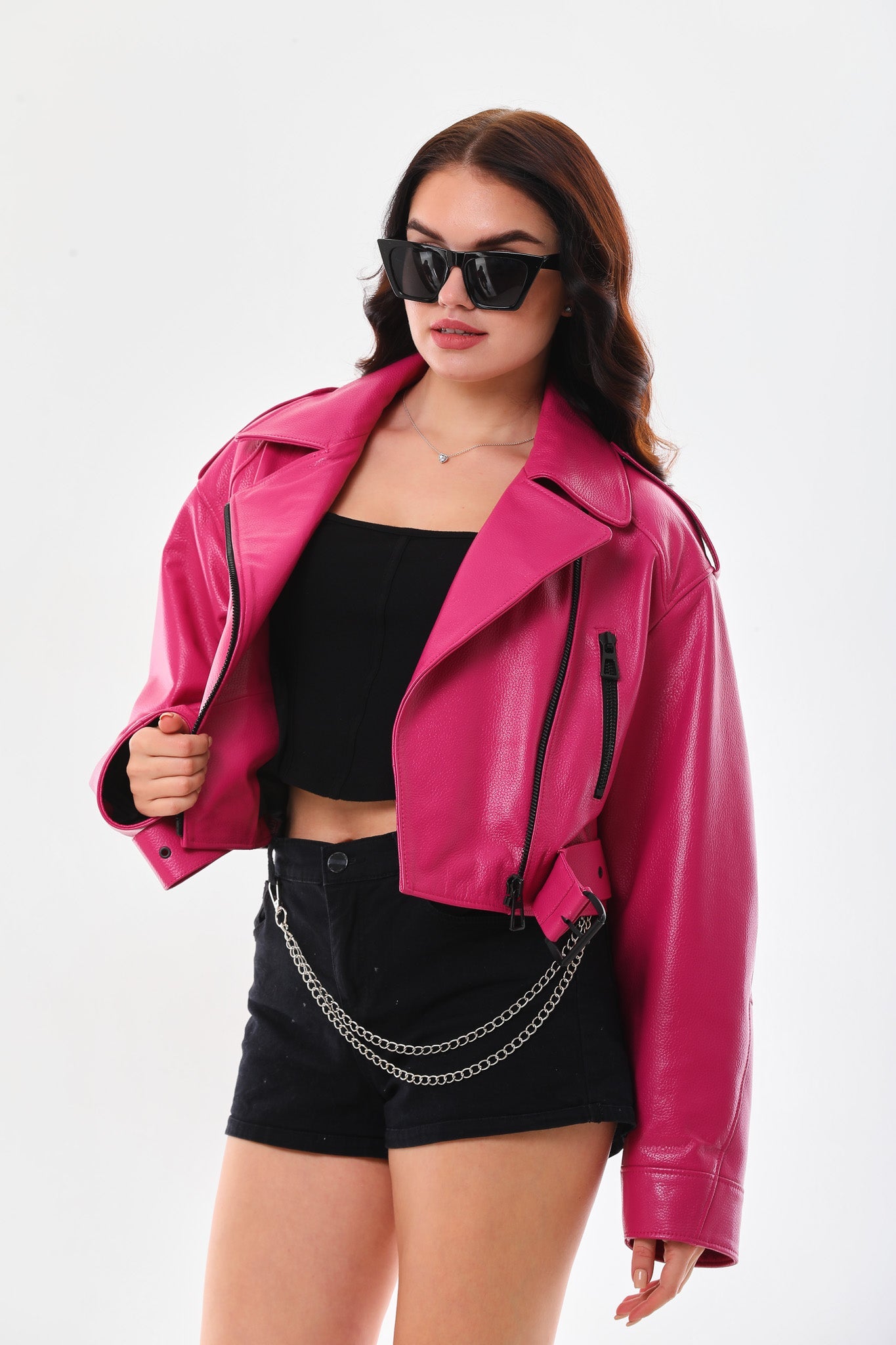 The Blaze Fuchsia Leather Jacket