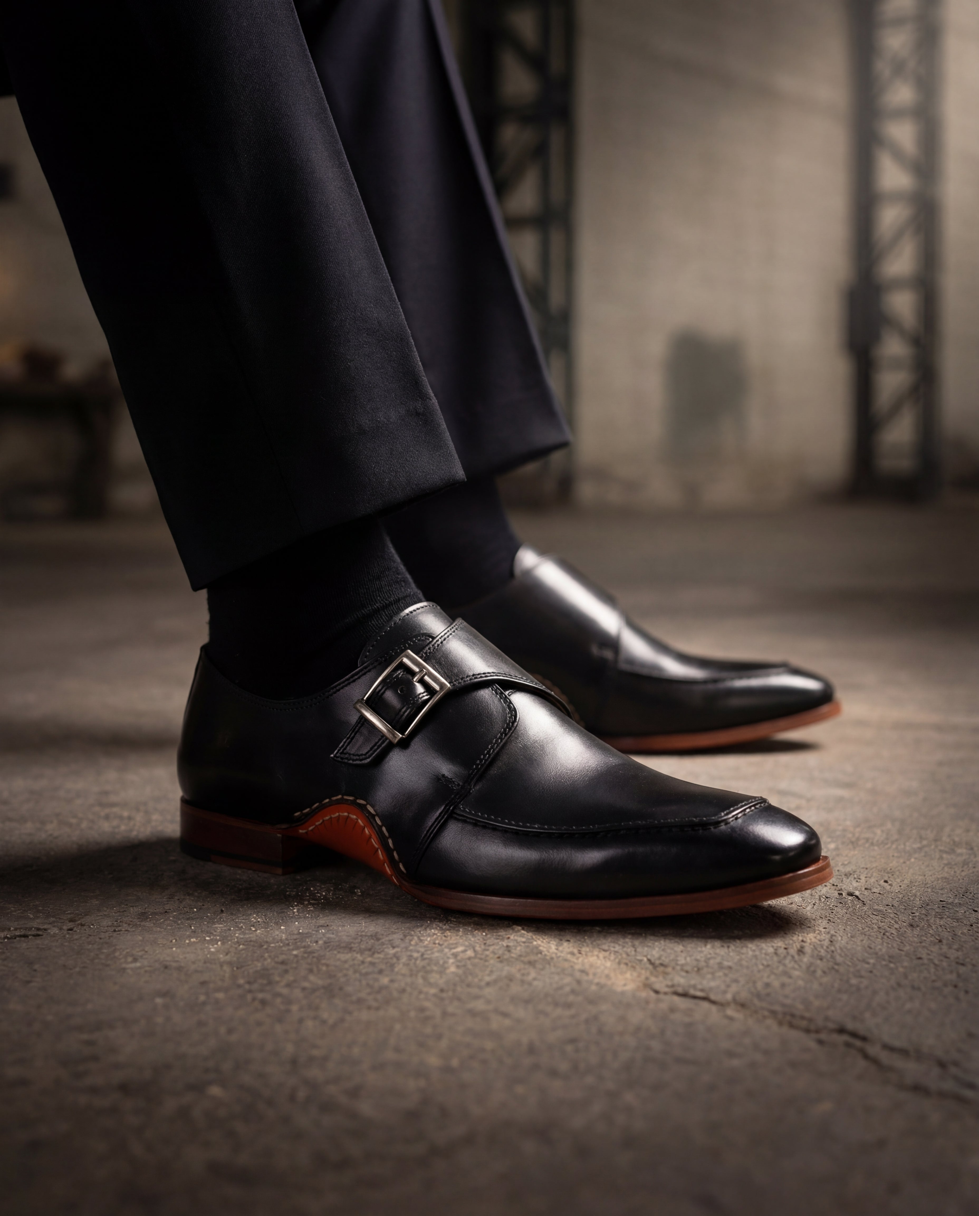 The Hagrid Black Single Monk Strap Handmade Shoe