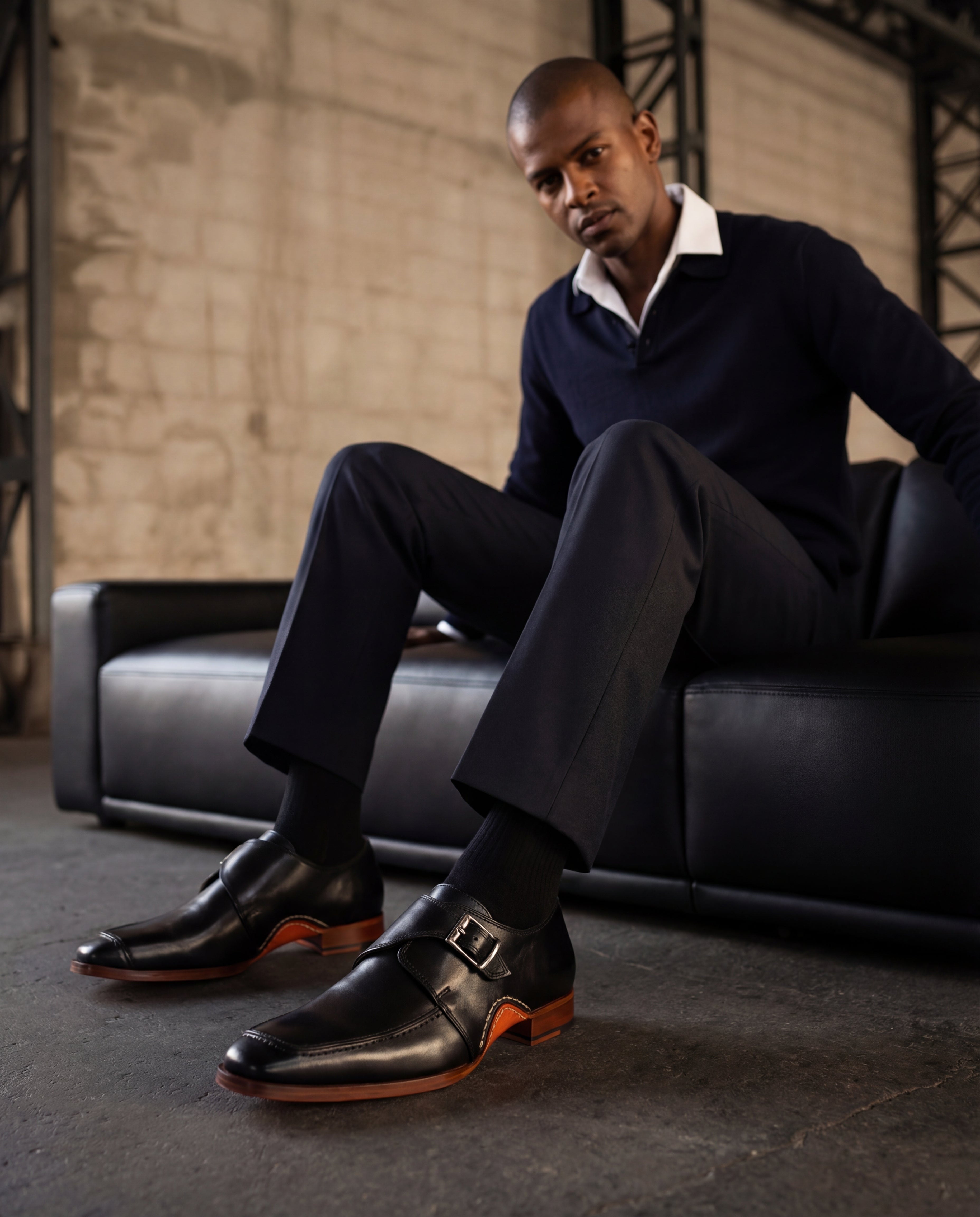 The Hagrid Black Single Monk Strap Handmade Shoe