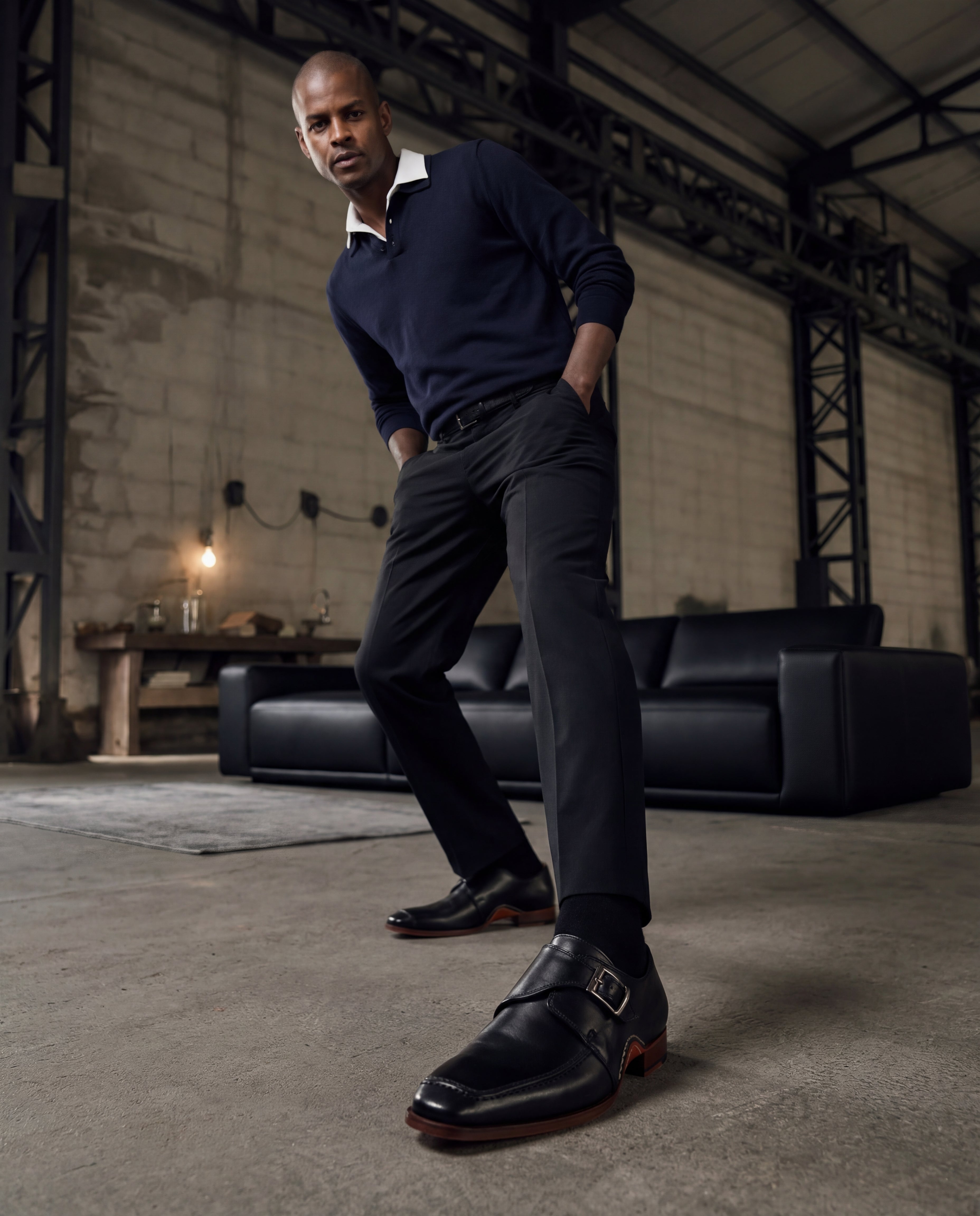 The Hagrid Black Single Monk Strap Handmade Shoe