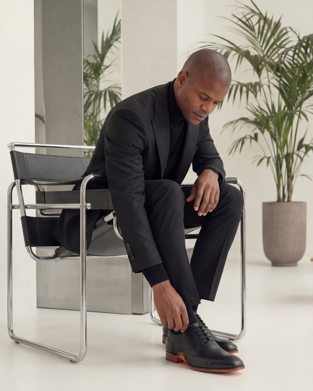 The Draco Handmade Black Semi Brogue Oxford Shoe