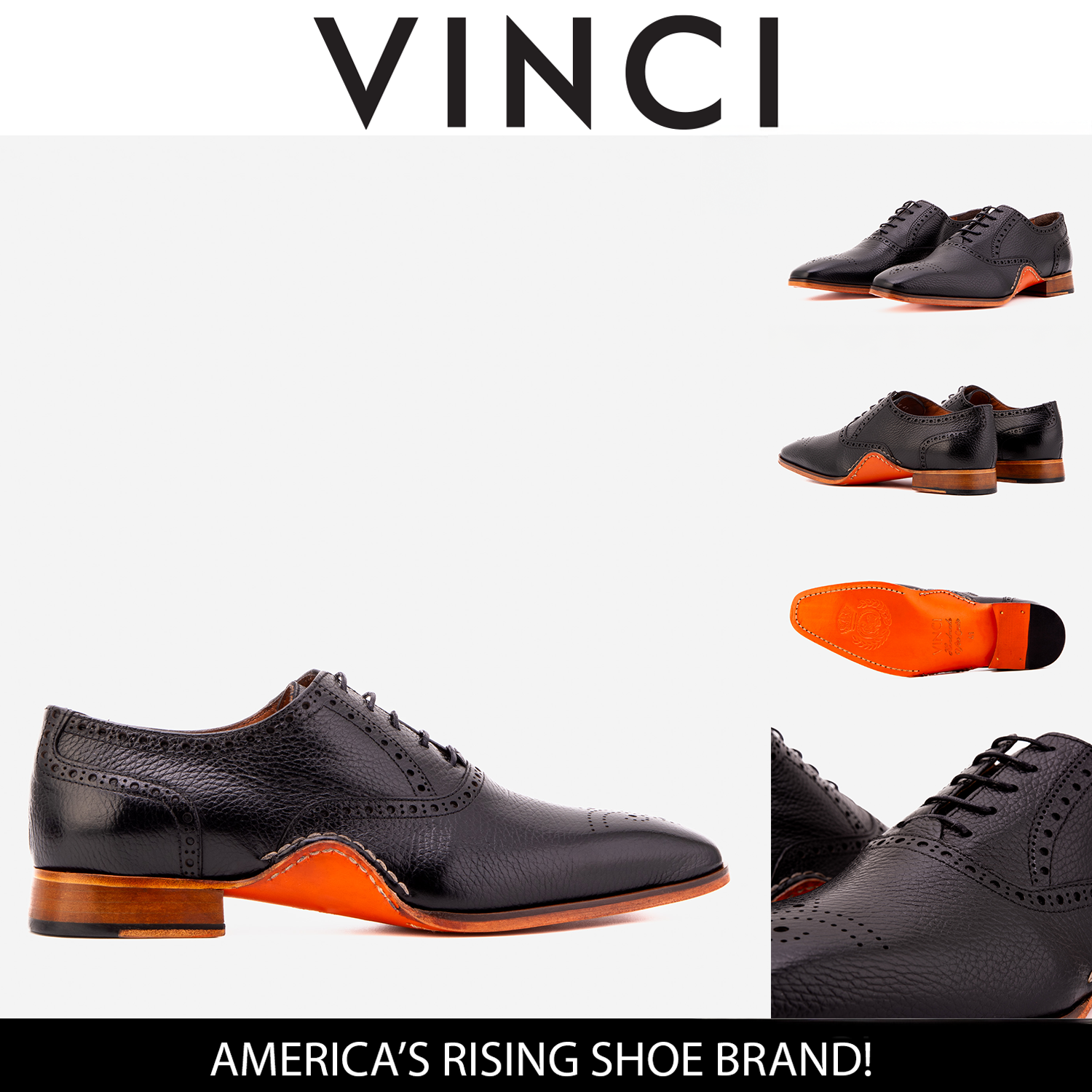 The Draco Handmade Black Semi Brogue Oxford Shoe