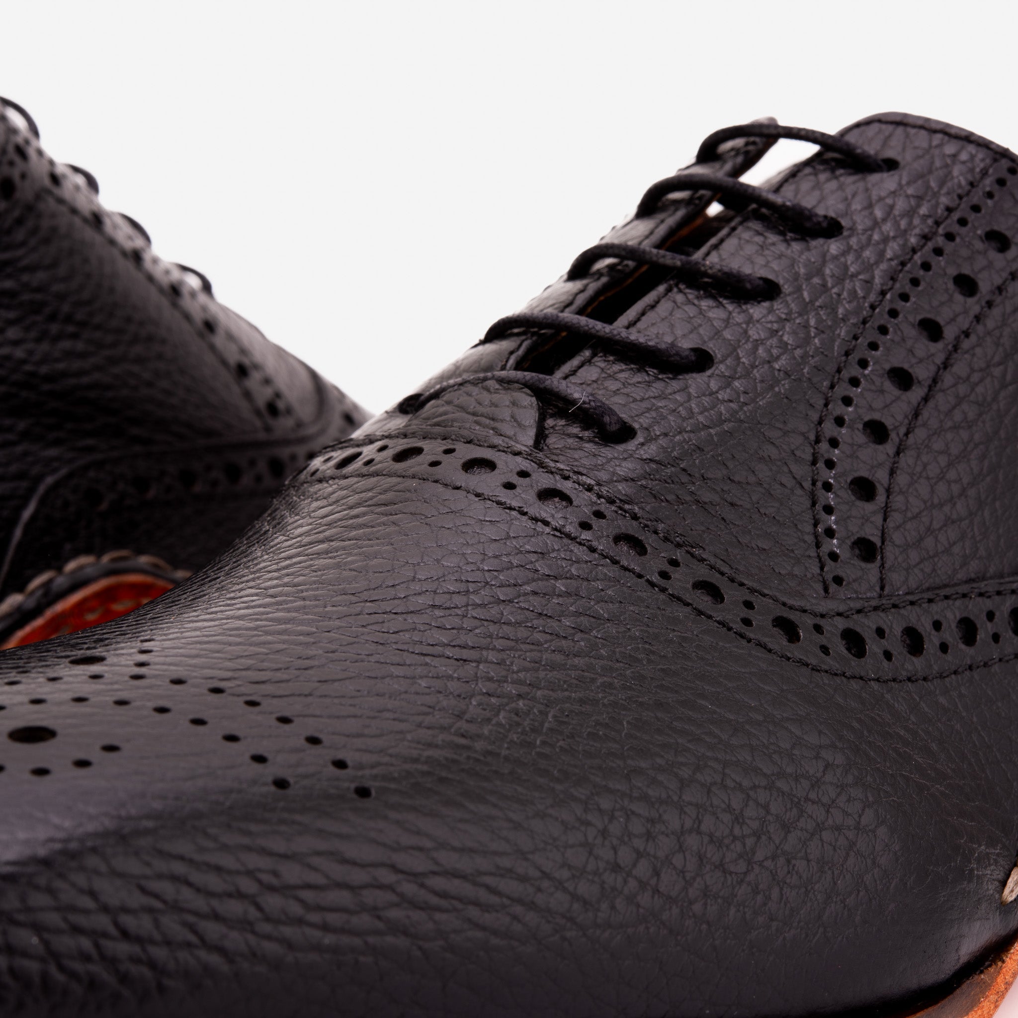 The Draco Handmade Black Semi Brogue Oxford Shoe
