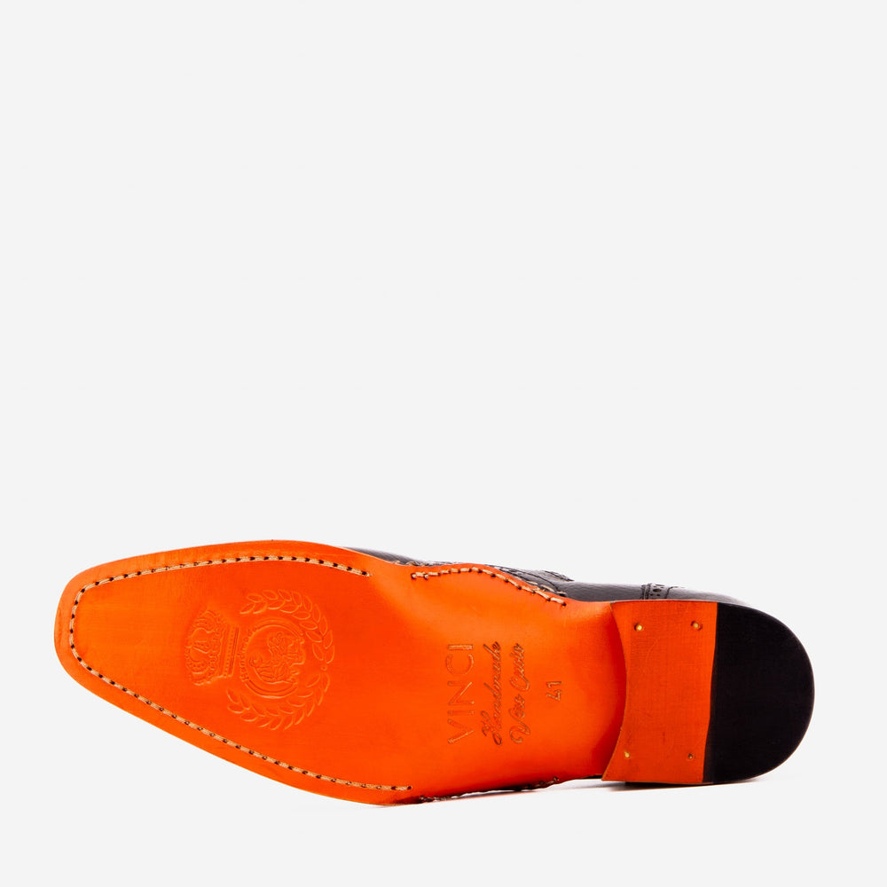 The Draco Handmade Black Semi Brogue Oxford Shoe