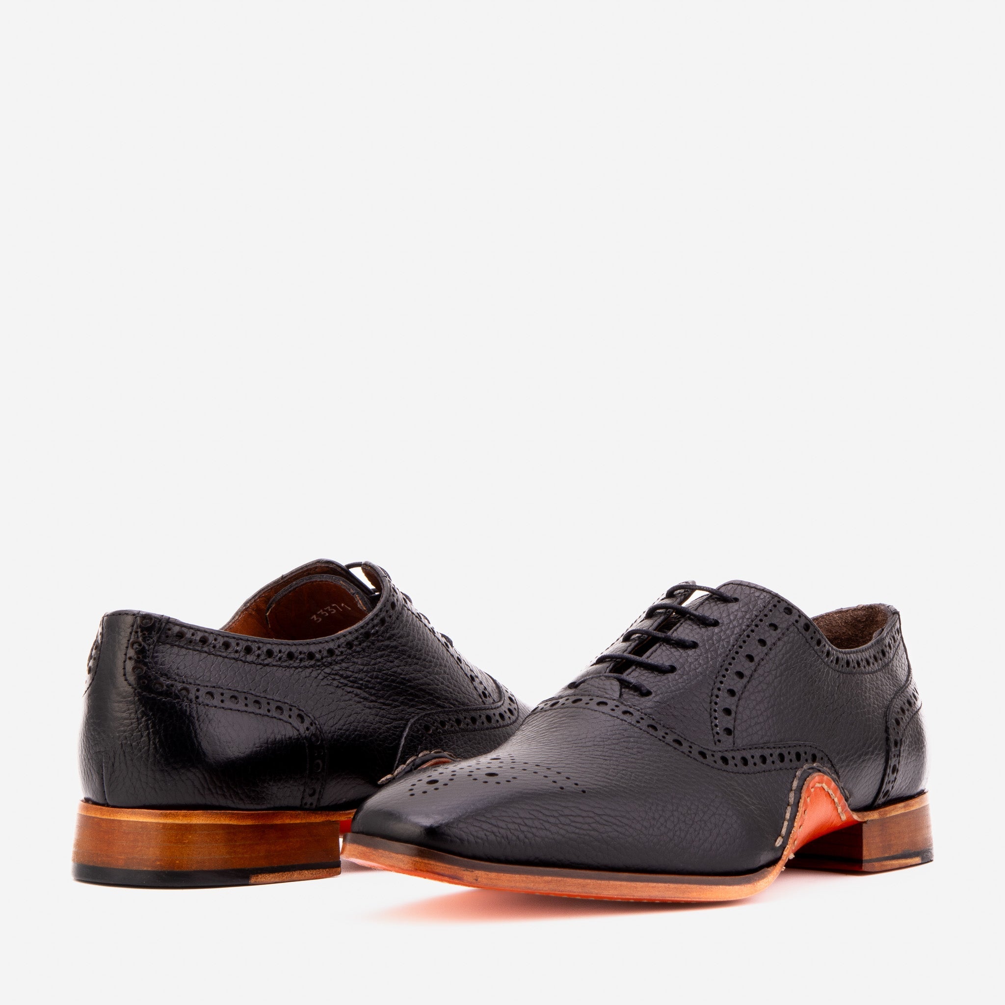 The Draco Handmade Black Semi Brogue Oxford Shoe