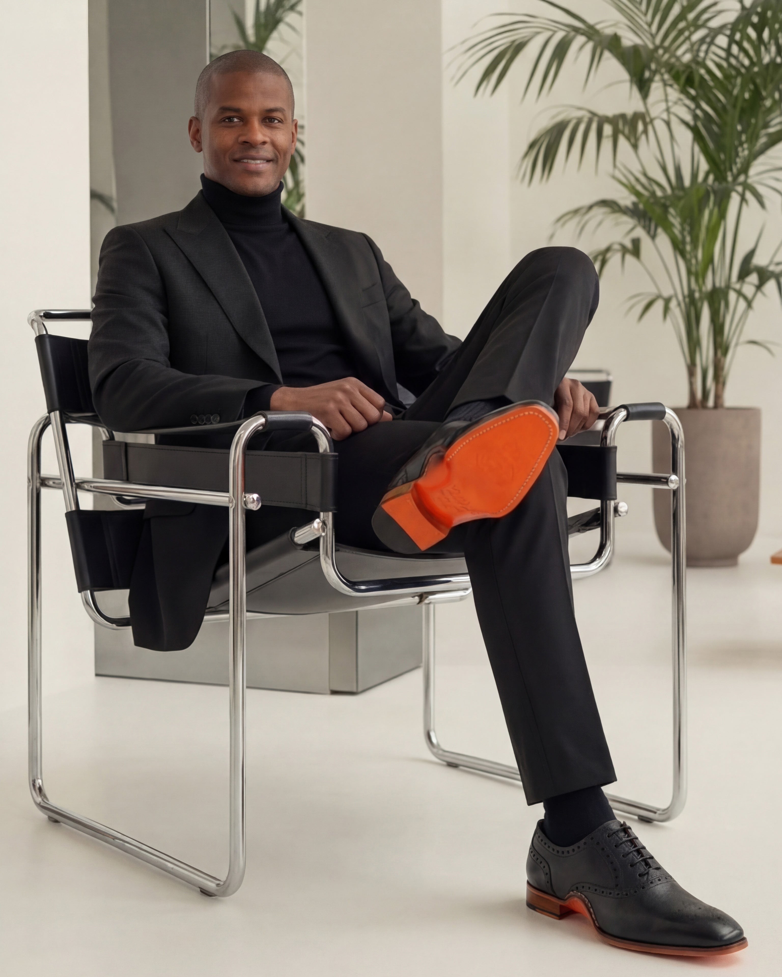 The Draco Handmade Black Semi Brogue Oxford Shoe