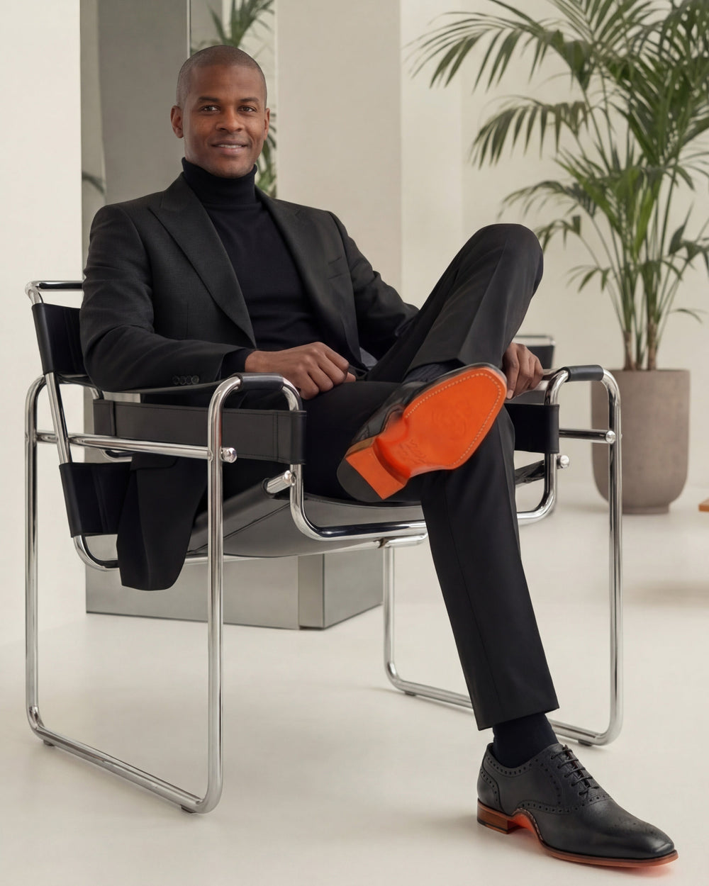 The Draco Handmade Black Semi Brogue Oxford Shoe