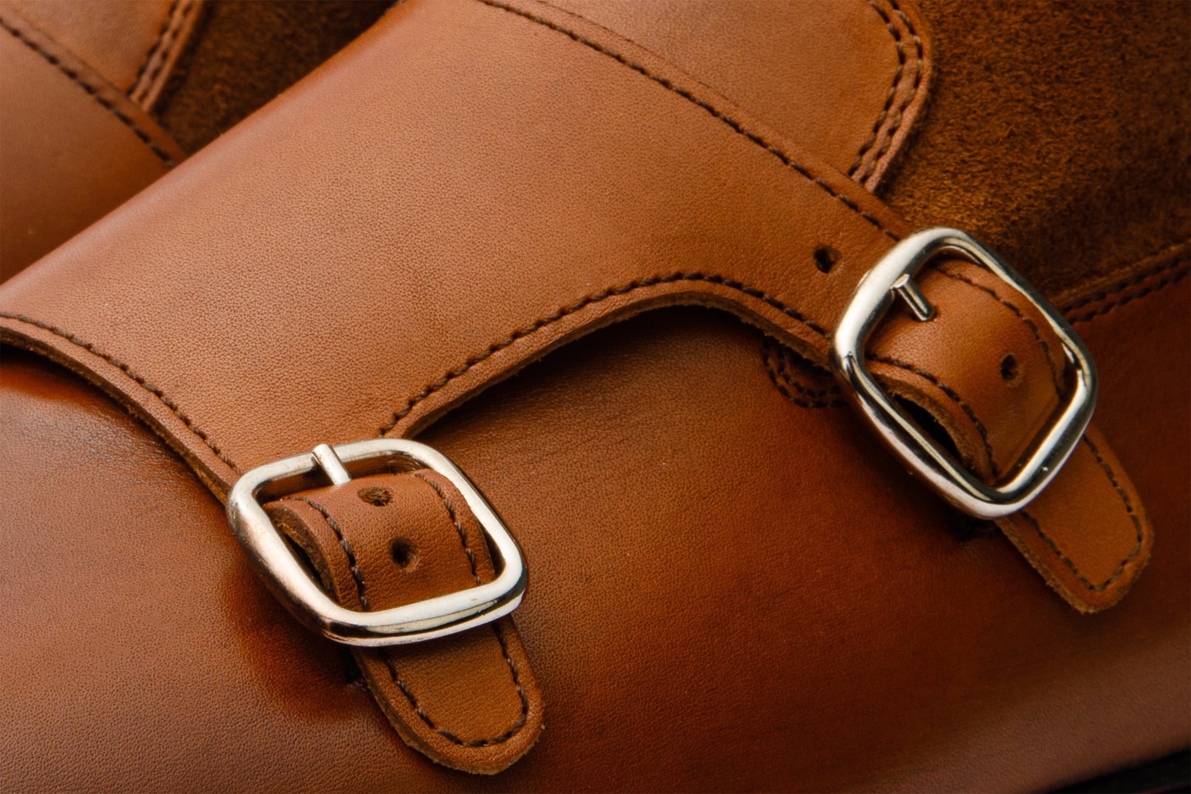 Preston Tan Leather Suede Double Monk Strap Ankle Boot