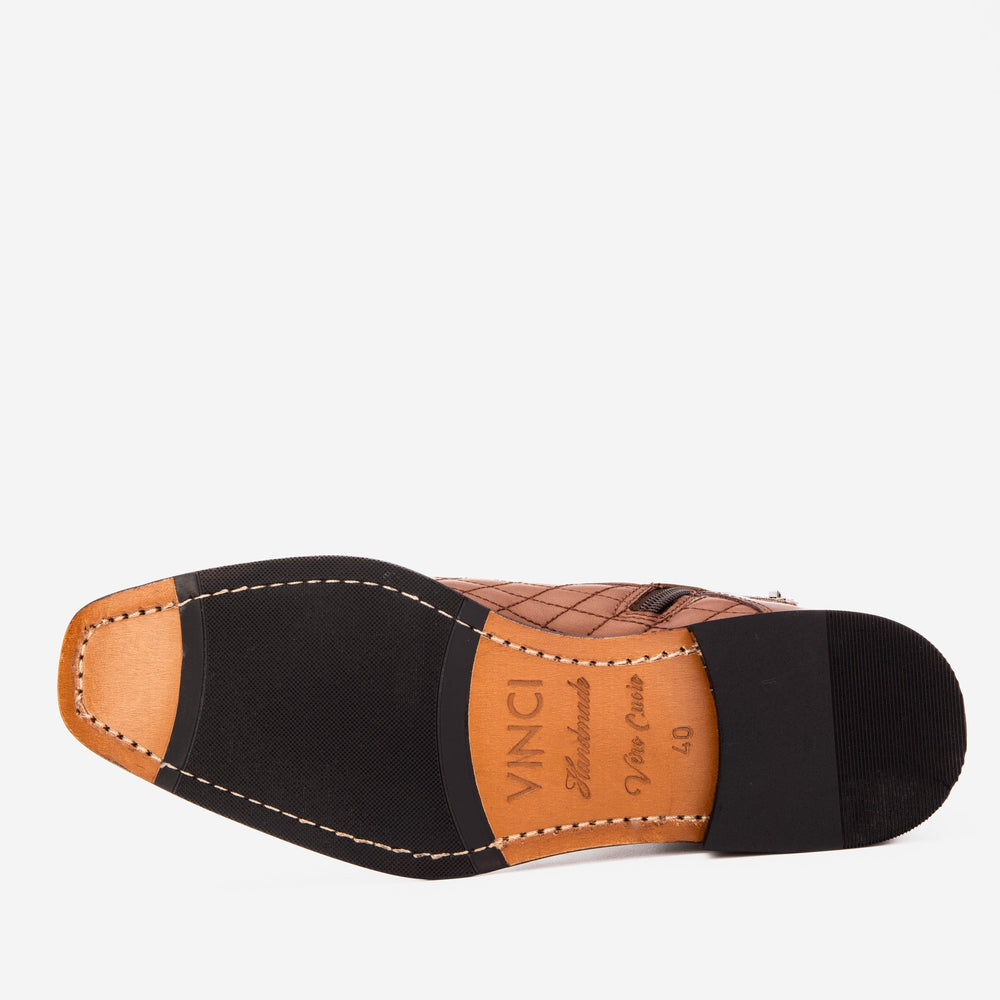 The Zeus Brown Leather Lace-Up Boot with a Zipper