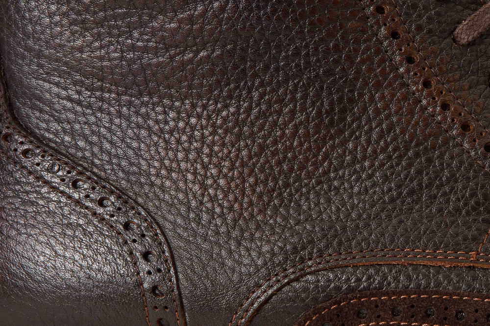The Anderson Brown Leather Suede Brogue Lace-Up Boot with a Zipper