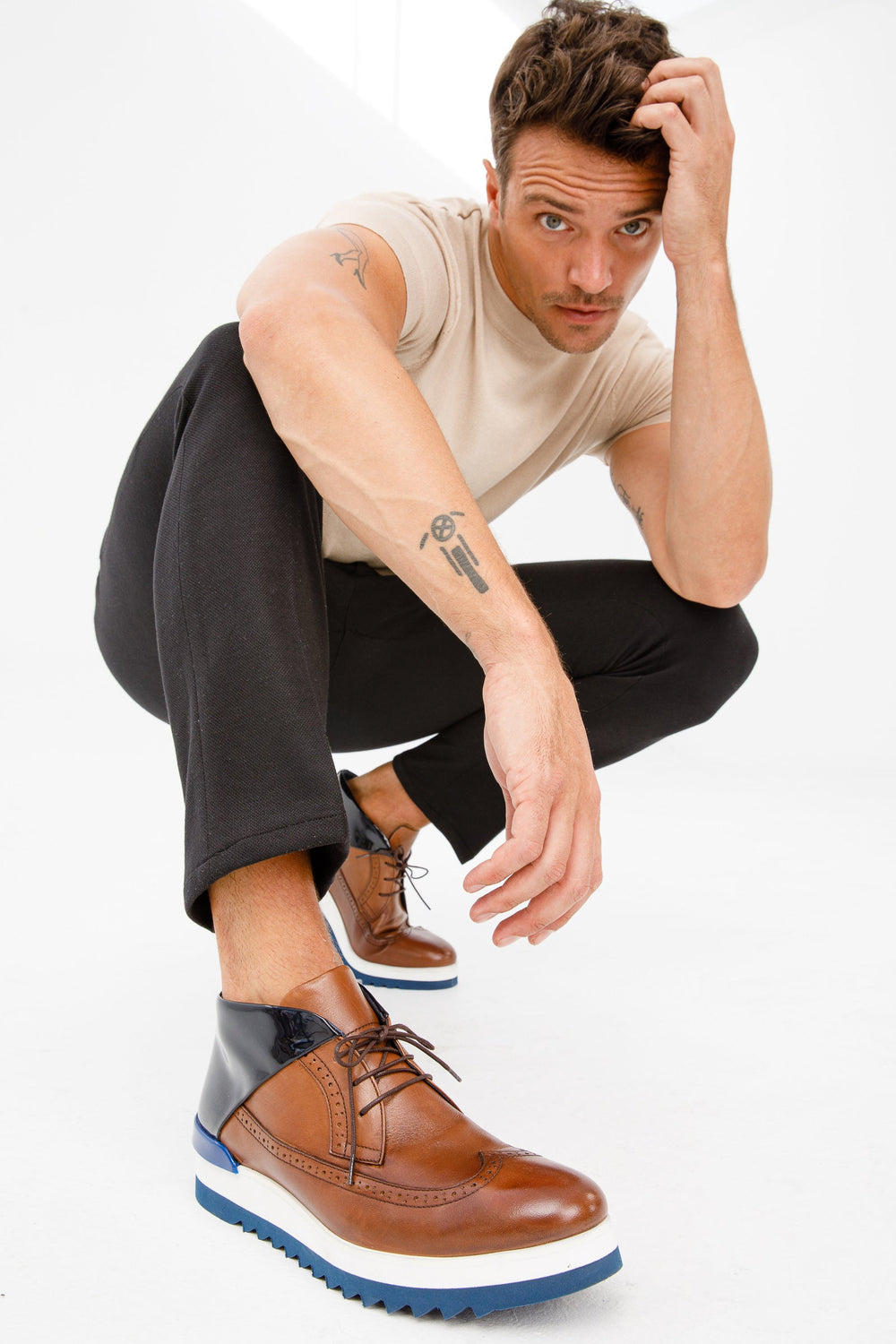 The Kagan Tan Wingtip Chukka Sneaker Boot