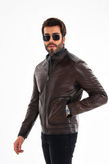 The Brescia Brown Leather Racer Jacket