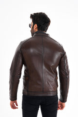 The Brescia Brown Leather Racer Jacket