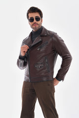 The Volt Textured Mahogany Leather Jacket