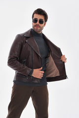 The Volt Textured Mahogany Leather Jacket