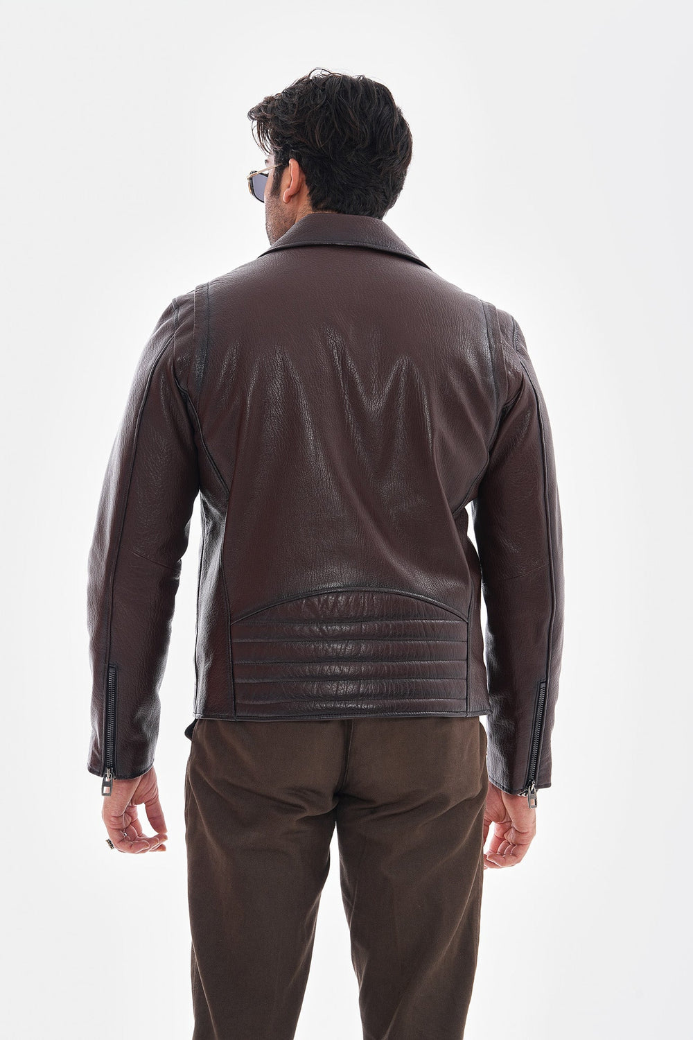 The Volt Textured Mahogany Leather Jacket