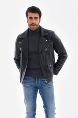 The Volt Textured Black Leather Jacket