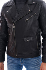 The Volt Textured Black Leather Jacket