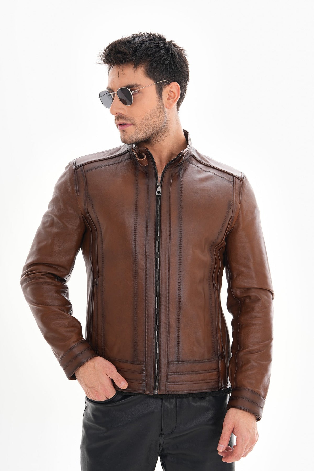 The Arezzo Brown Leather Jacket