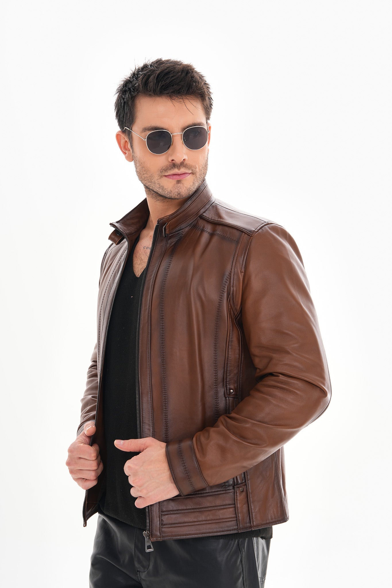 The Arezzo Brown Leather Jacket
