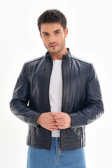 The Arezzo Navy Blue Leather Jacket