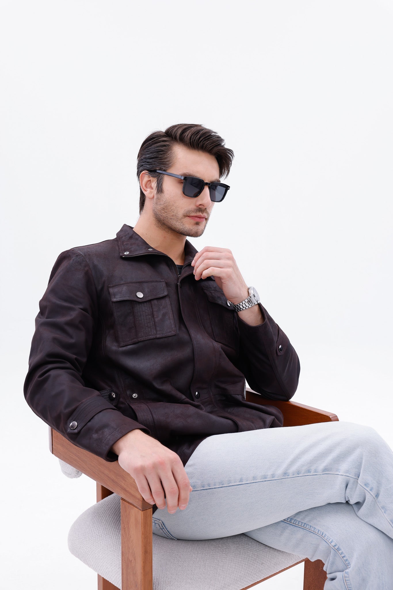 The Cremona Deep Brown Suede Leather Jacket