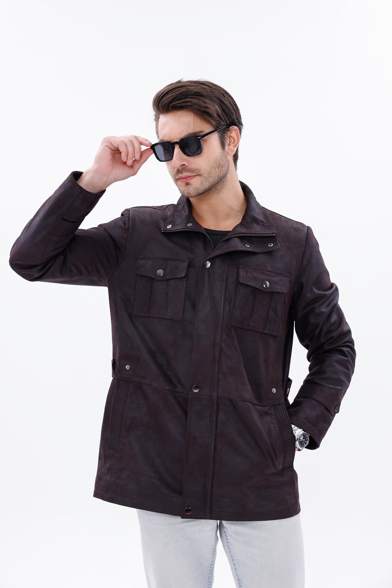 The Cremona Deep Brown Suede Leather Jacket
